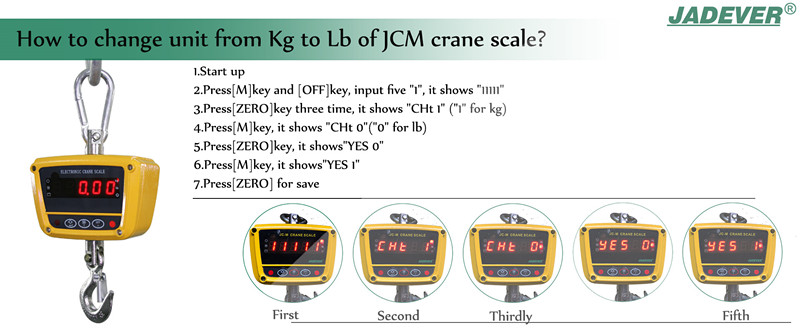 как изменить единицу измерения между кг и фунтами на крановых весах JCM
