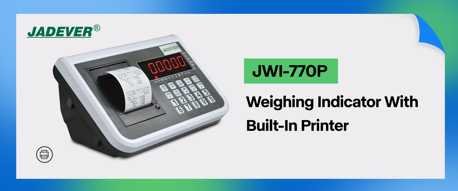 Встроенный печатающий индикатор веса JADEVER JWI-770P упрощает управление взвешиванием