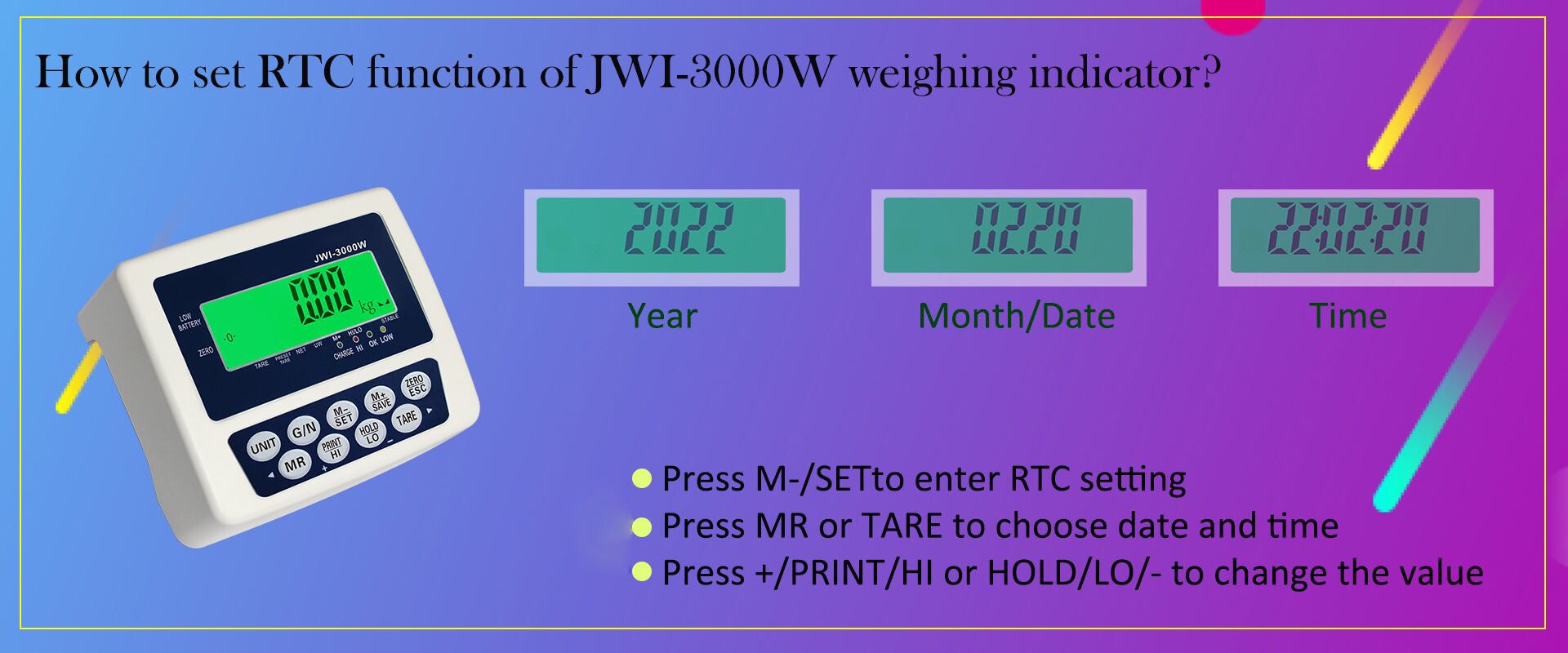 как настроить функцию RTC промышленного весового индикатора JWI-3000W